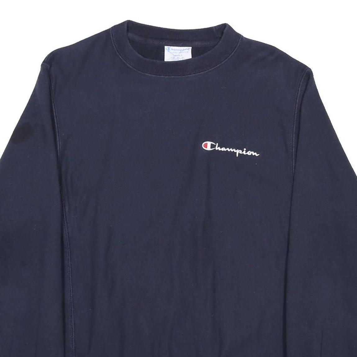 CHAMPION REVERSE WEAVE Mens Navy Blue Crew Neck S Cotton Blend Sweatshirt