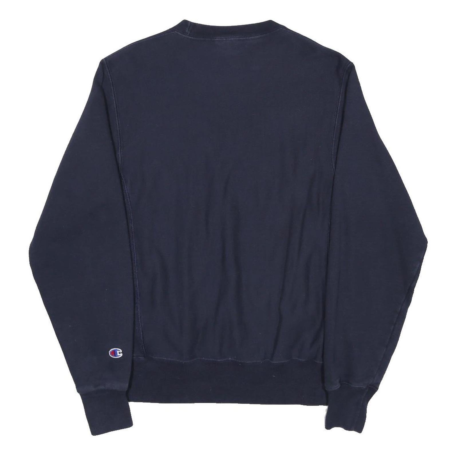 CHAMPION REVERSE WEAVE Mens Navy Blue Crew Neck S Cotton Blend Sweatshirt