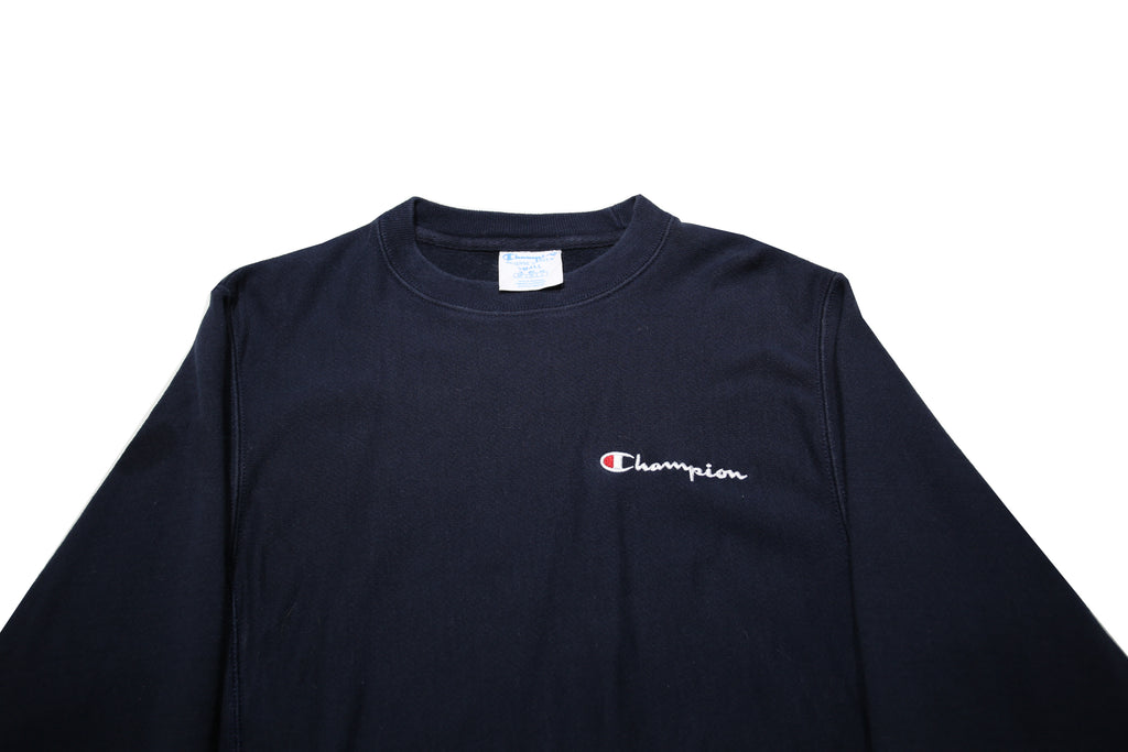 CHAMPION REVERSE WEAVE Mens Navy Blue Crew Neck S Cotton Blend Sweatshirt