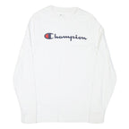 CHAMPION Mens White Cotton Blend Long Sleeve Crew Neck Graphic T-Shirt S
