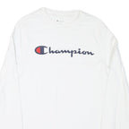 CHAMPION Mens White Cotton Blend Long Sleeve Crew Neck Graphic T-Shirt S
