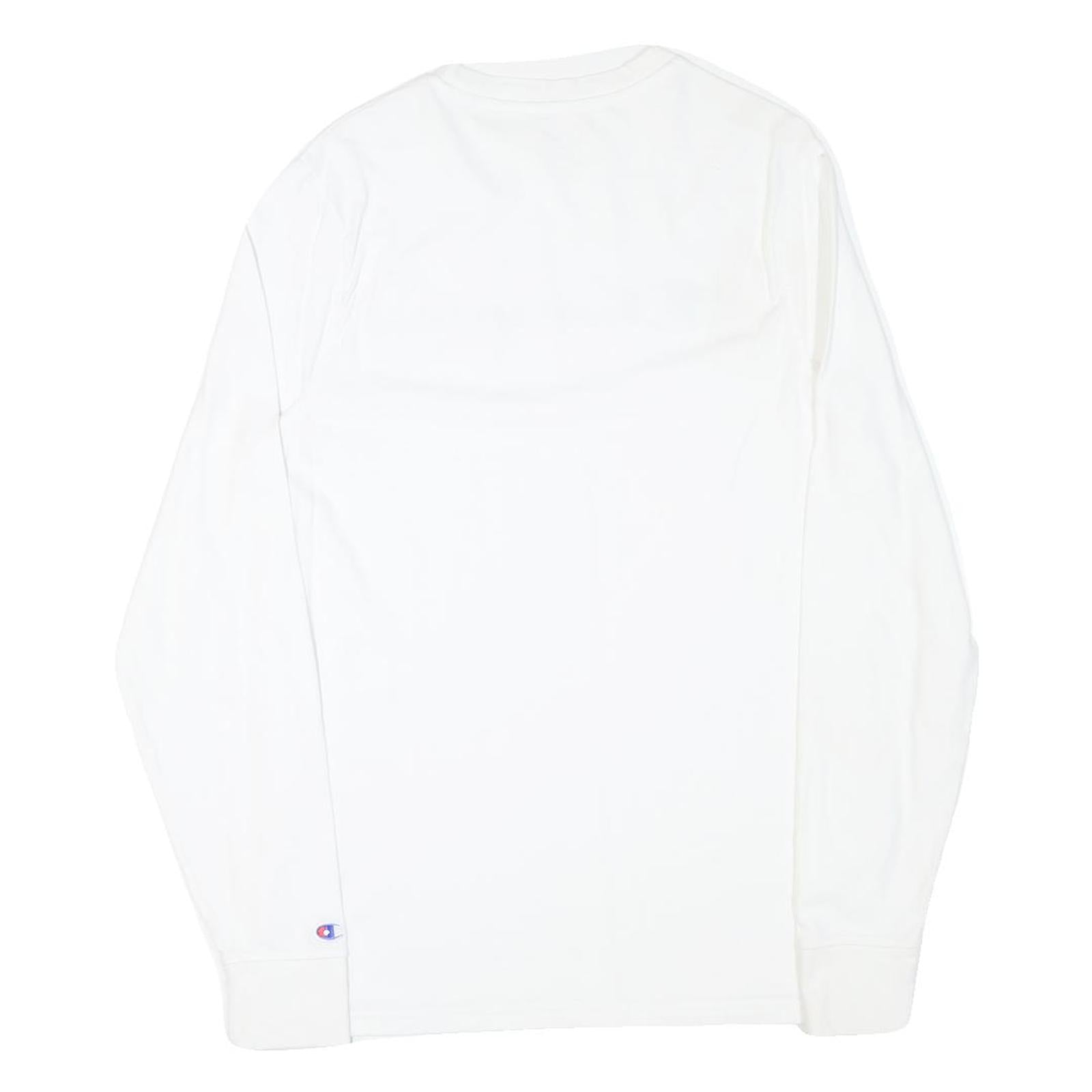 CHAMPION Mens White Cotton Blend Long Sleeve Crew Neck Graphic T-Shirt S