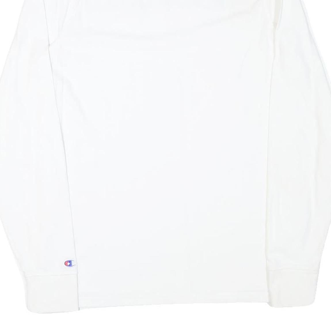CHAMPION Mens White Cotton Blend Long Sleeve Crew Neck Graphic T-Shirt S