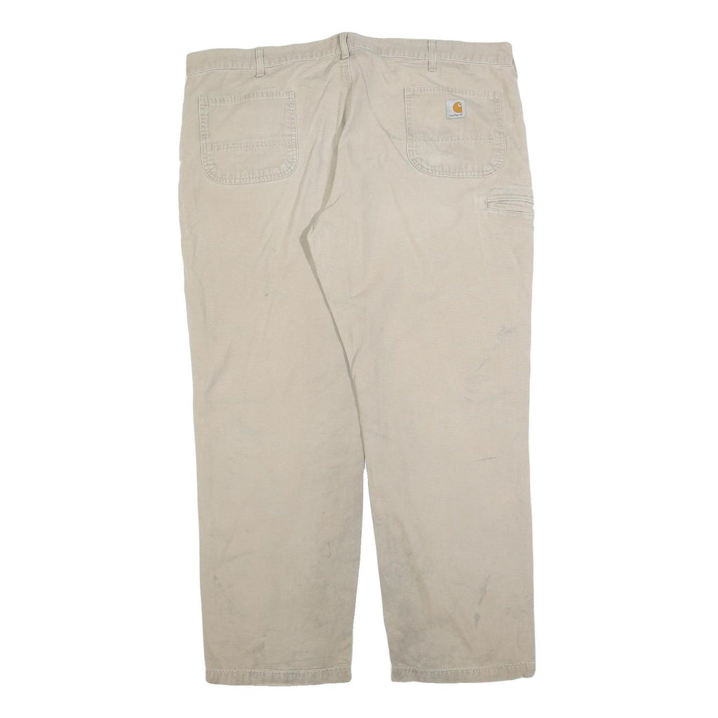 CARHARTT Mens Relaxed Beige Cotton Blend Zip Trousers W44 L34 Workwear Casual