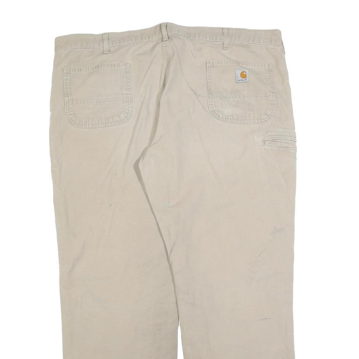 CARHARTT Mens Relaxed Beige Cotton Blend Zip Trousers W44 L34 Workwear Casual