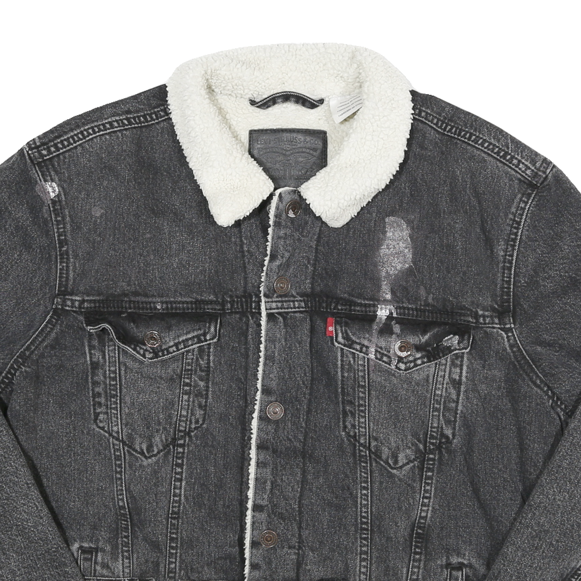 LEVI'S Womens Black Cotton Blend Denim Sherpa Lined Button Jacket XL