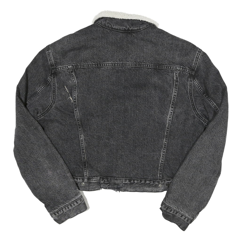LEVI'S Womens Black Cotton Blend Denim Sherpa Lined Button Jacket XL