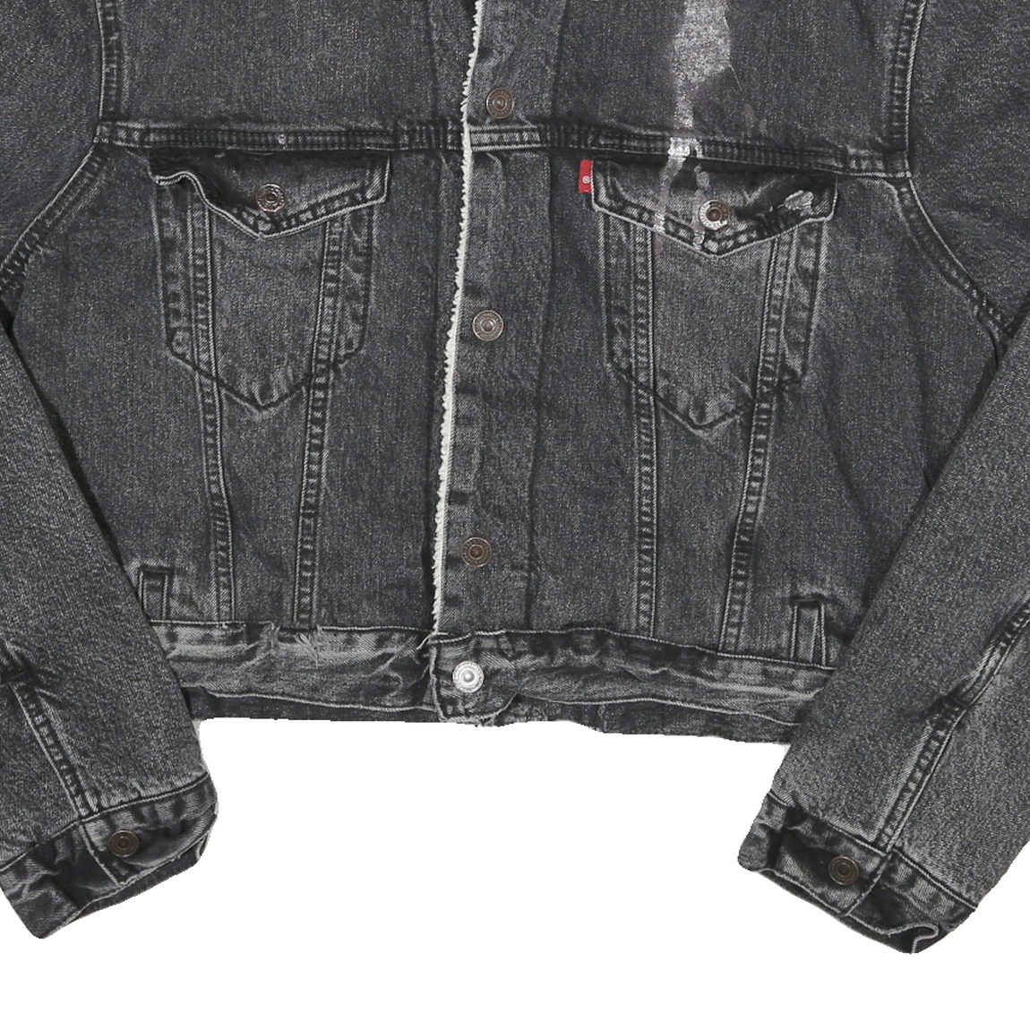 LEVI'S Womens Black Cotton Blend Denim Sherpa Lined Button Jacket XL