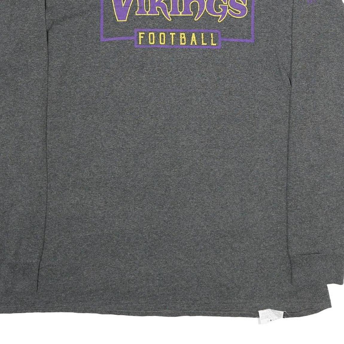 MAJESTIC Mens Grey Vikings Football Long Sleeve Crew Neck Cotton T-Shirt 2XL