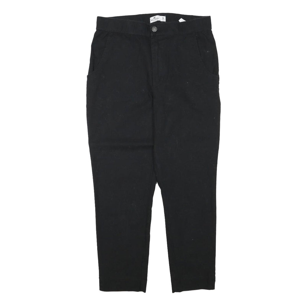HOLLISTER Womens Cotton Blend Black Slim Trousers W28 L24 Stylish Casual Zip