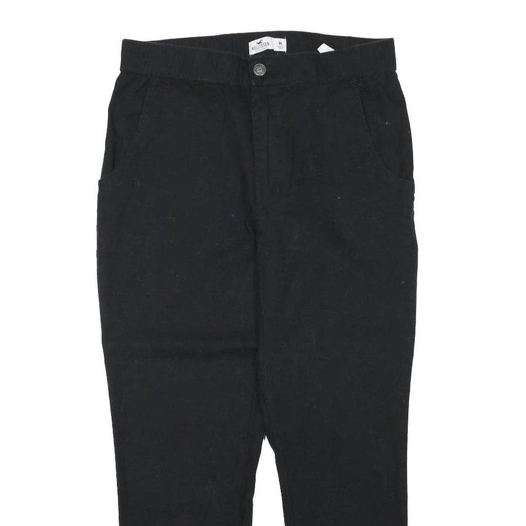 HOLLISTER Womens Cotton Blend Black Slim Trousers W28 L24 Stylish Casual Zip
