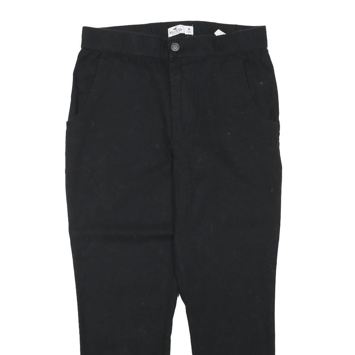 HOLLISTER Womens Cotton Blend Black Slim Trousers W28 L24 Stylish Casual Zip