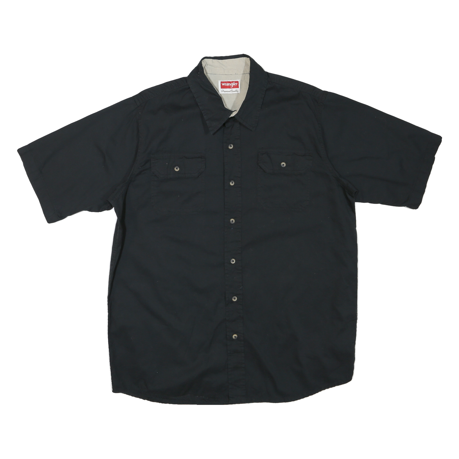 WRANGLER Mens Black Cotton Blend Short Sleeve Shirt L Casual Utility Workwear