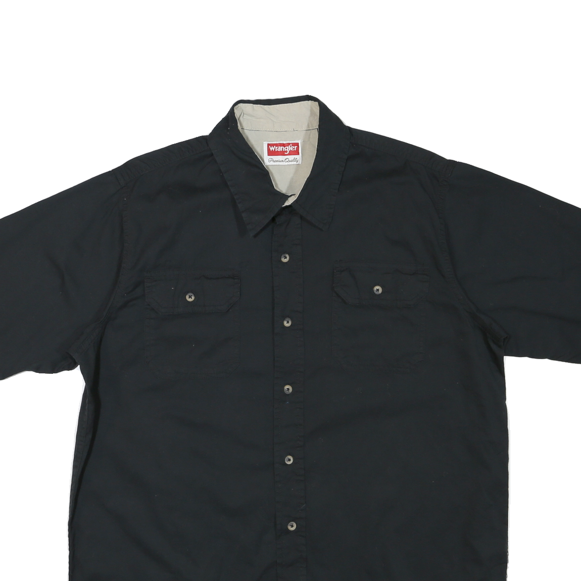 WRANGLER Mens Black Cotton Blend Short Sleeve Shirt L Casual Utility Workwear
