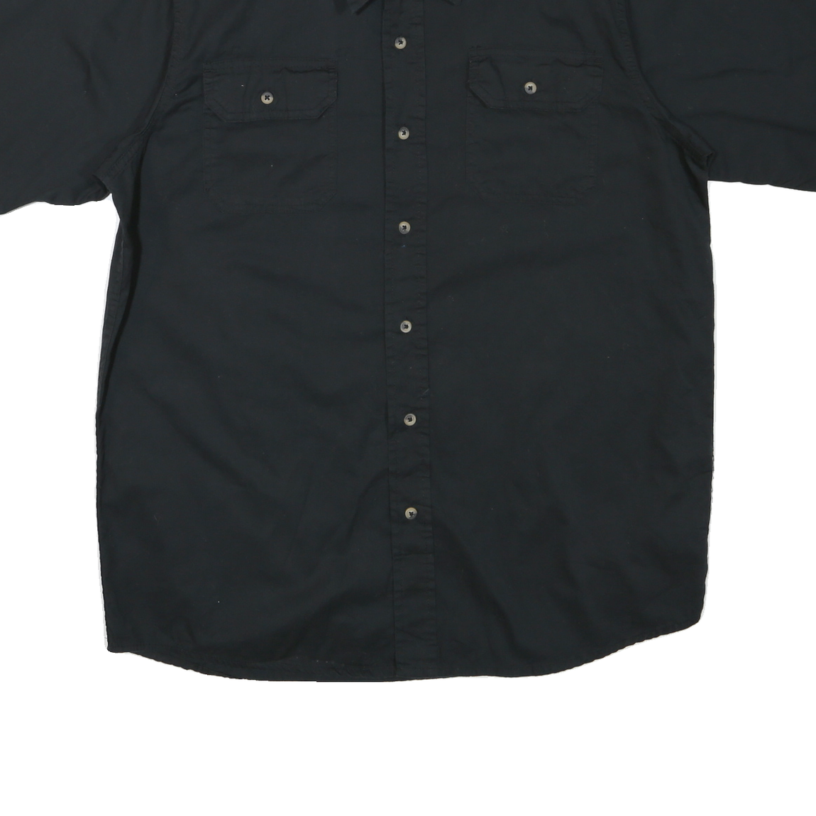 WRANGLER Mens Black Cotton Blend Short Sleeve Shirt L Casual Utility Workwear