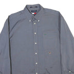 TOMMY HILFIGER Mens Blue Button-Down Shirt XL Classic Cotton Long Sleeve