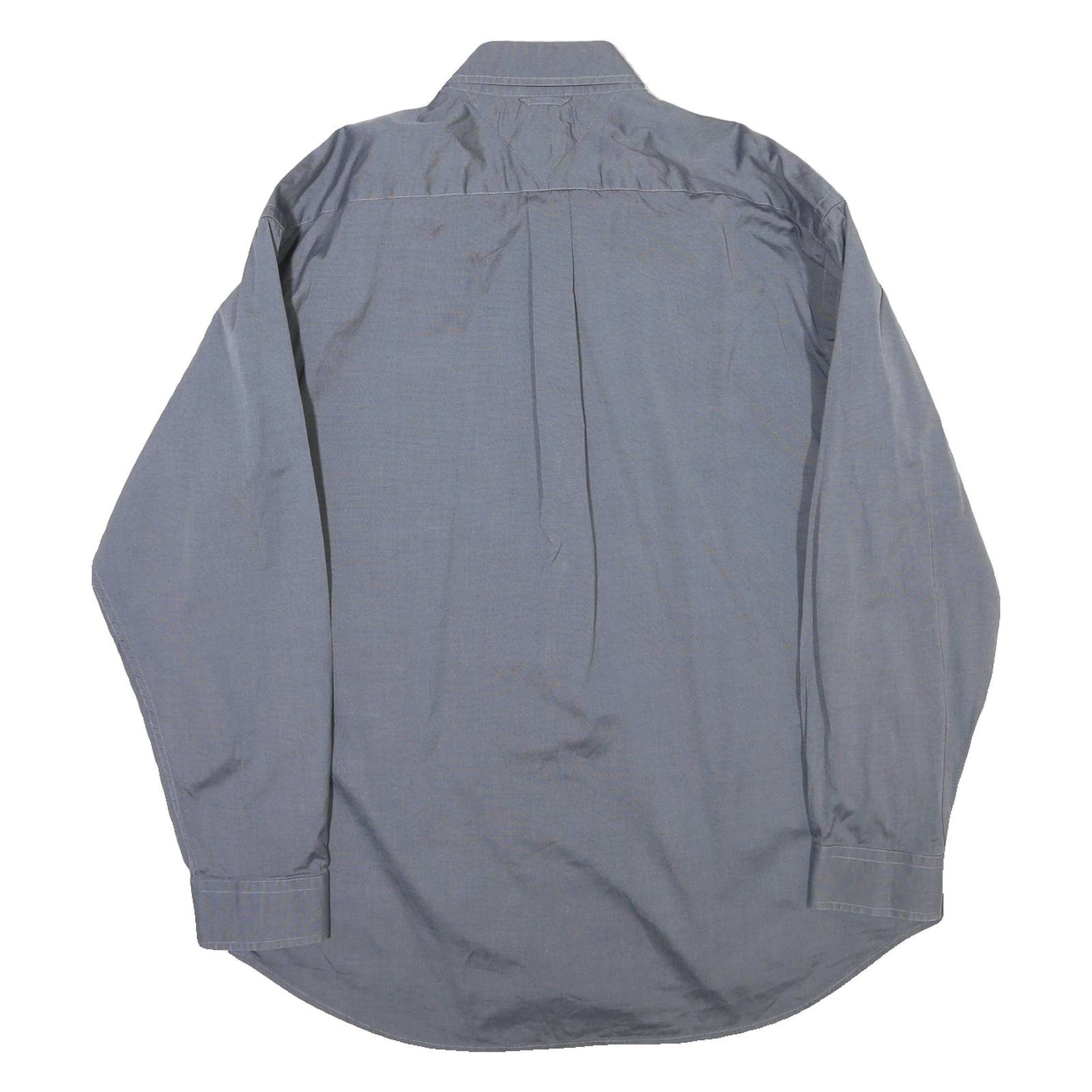 TOMMY HILFIGER Mens Blue Button-Down Shirt XL Classic Cotton Long Sleeve