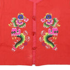 Womens Red Polyester Blend Embroidered Button Jacket S Plain Ethnic Craft
