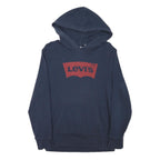 LEVI'S Mens Blue Hoodie M Cotton Blend Pullover Classic Logo Sweatshirt