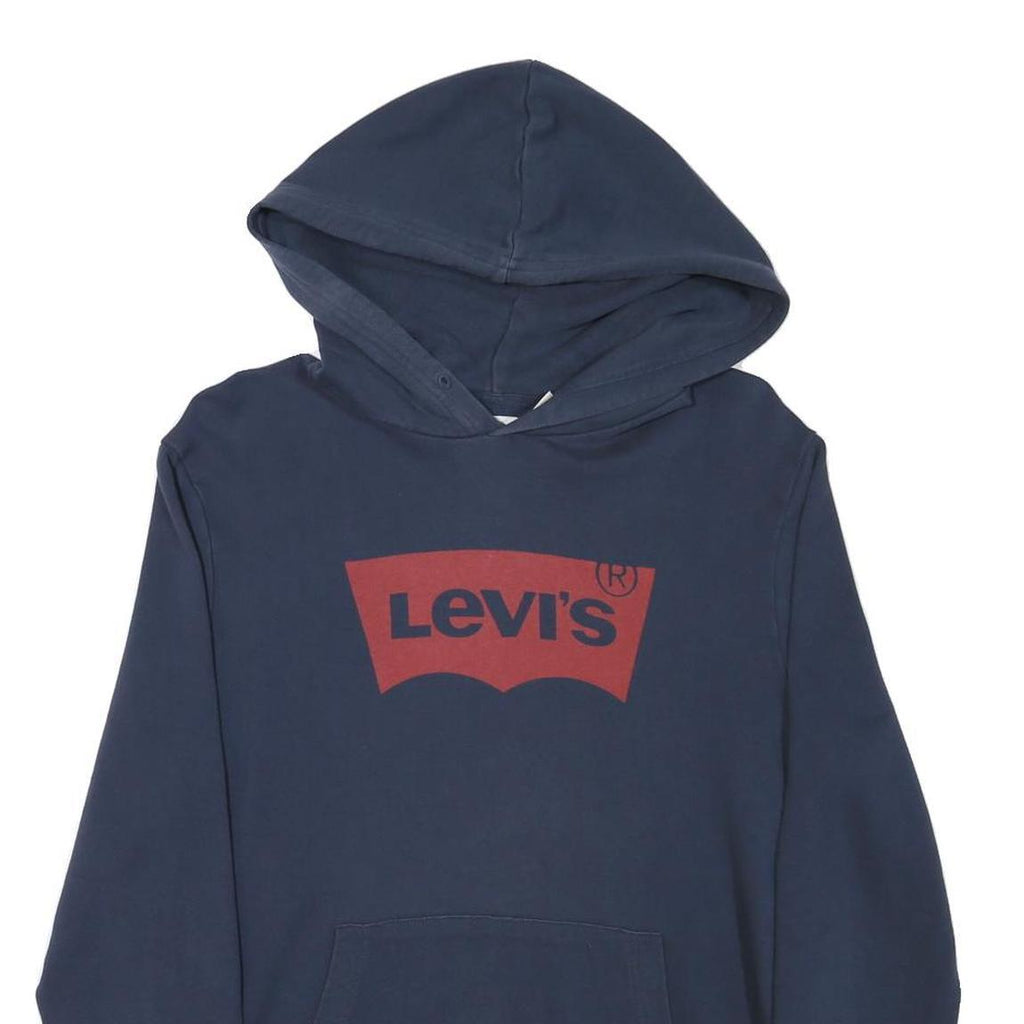 LEVI'S Mens Blue Hoodie M Cotton Blend Pullover Classic Logo Sweatshirt