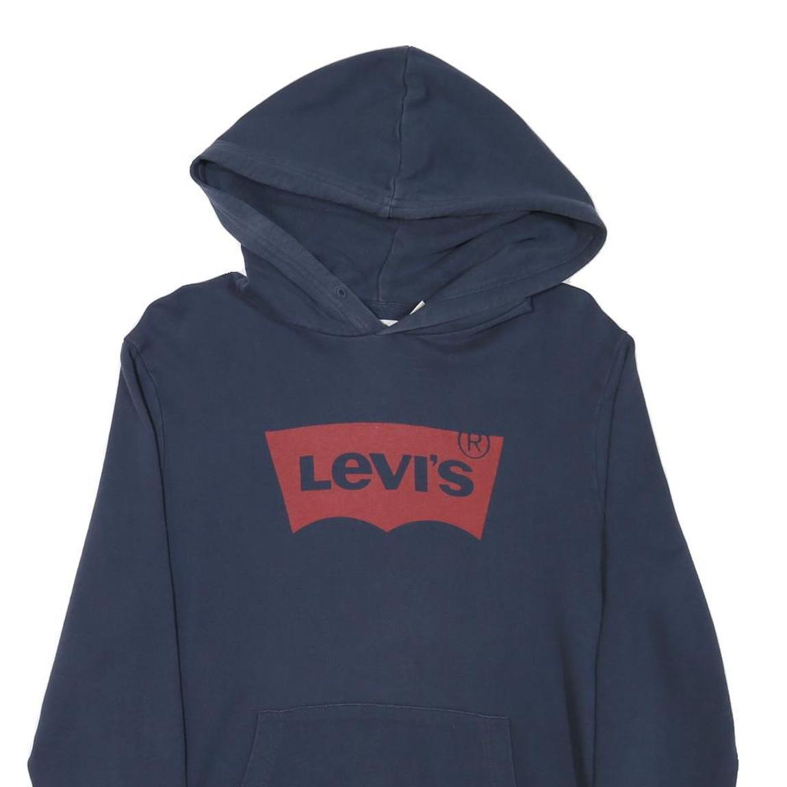LEVI'S Mens Blue Hoodie M Cotton Blend Pullover Classic Logo Sweatshirt