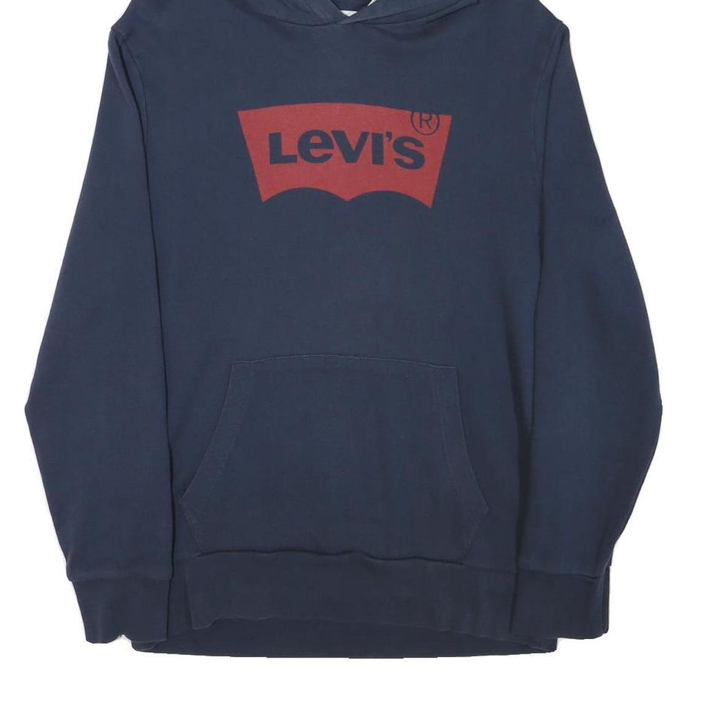 LEVI'S Mens Blue Hoodie M Cotton Blend Pullover Classic Logo Sweatshirt