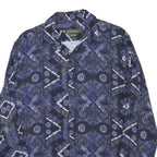 ZARA Mens Blue & Black Patterned Shirt M Cotton Blend Casual Long Sleeve