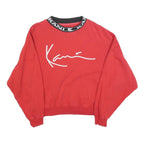 KARL KANI Womens Red Crew Neck L Sweatshirt Cotton Blend Logo Collar
