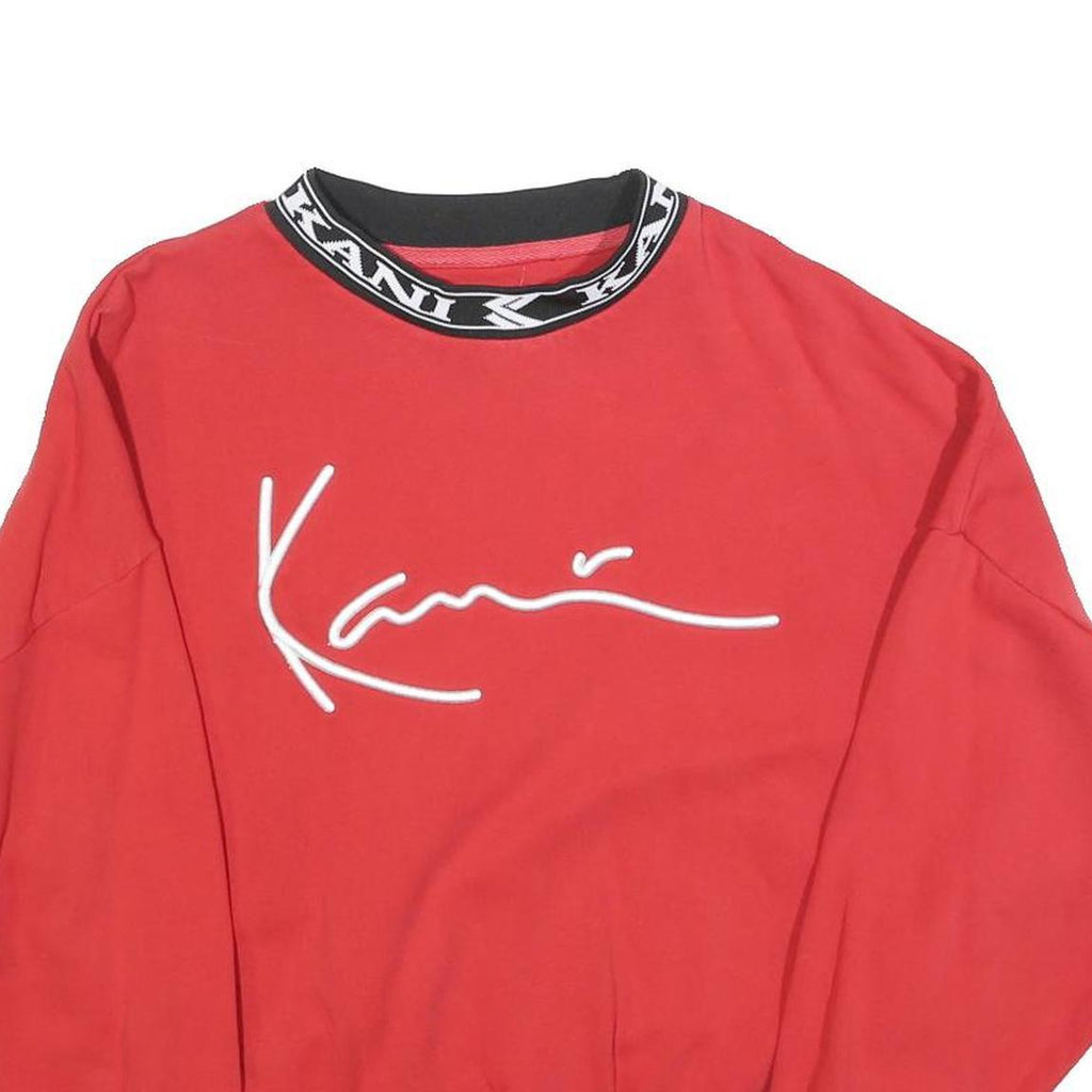 KARL KANI Womens Red Crew Neck L Sweatshirt Cotton Blend Logo Collar