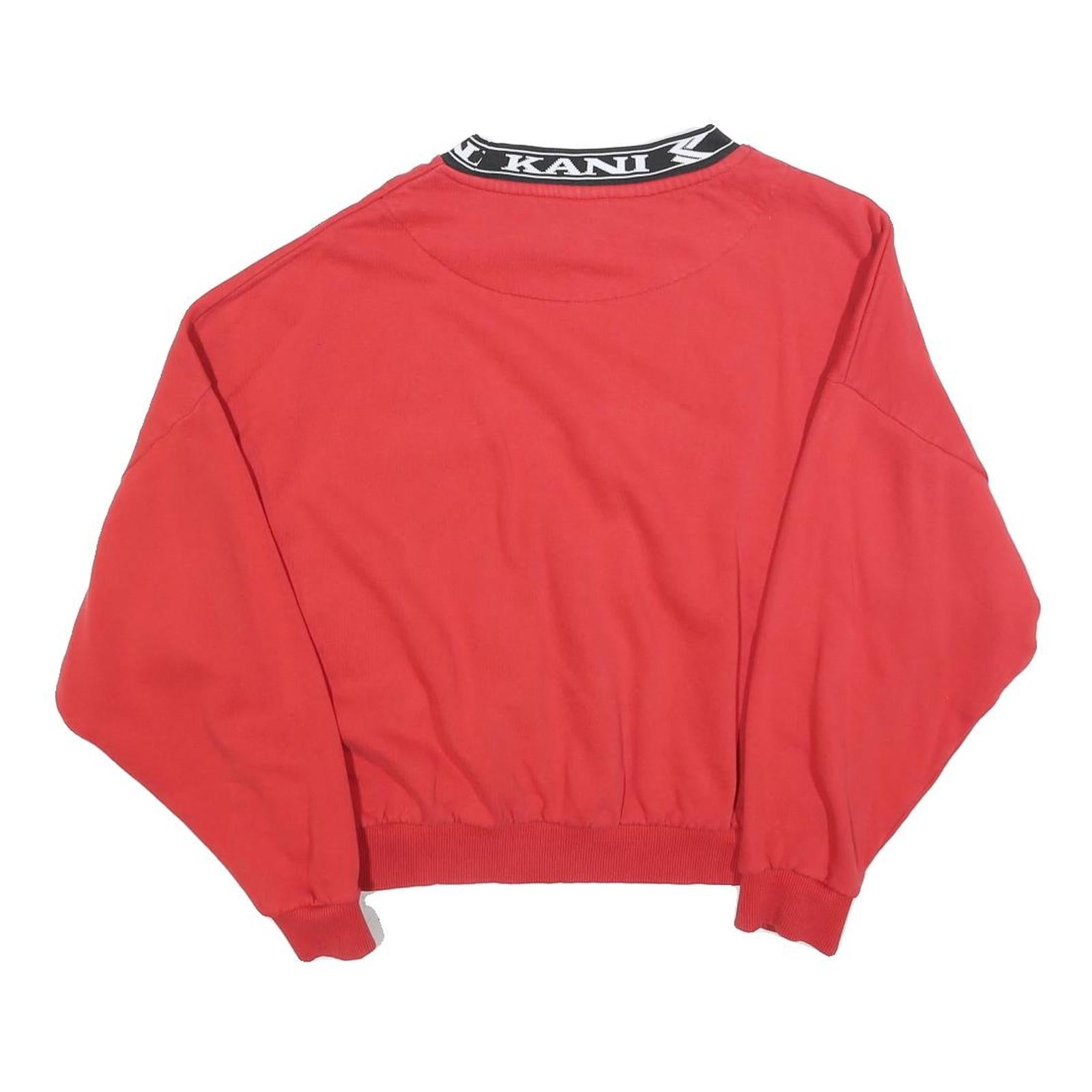 KARL KANI Womens Red Crew Neck L Sweatshirt Cotton Blend Logo Collar