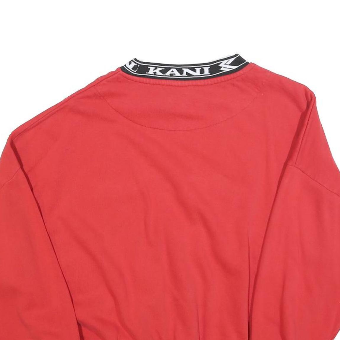 KARL KANI Womens Red Crew Neck L Sweatshirt Cotton Blend Logo Collar