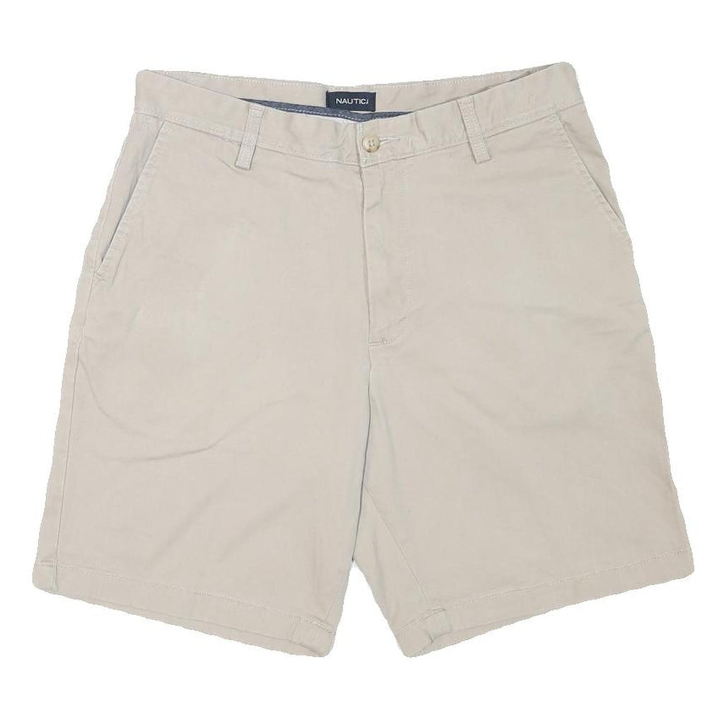 NAUTICA Womens Shorts Beige Casual Plain L W34 Cotton Blend Classic Fit
