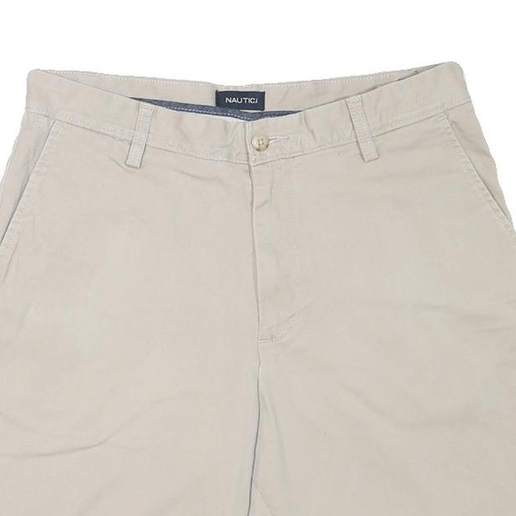 NAUTICA Womens Shorts Beige Casual Plain L W34 Cotton Blend Classic Fit
