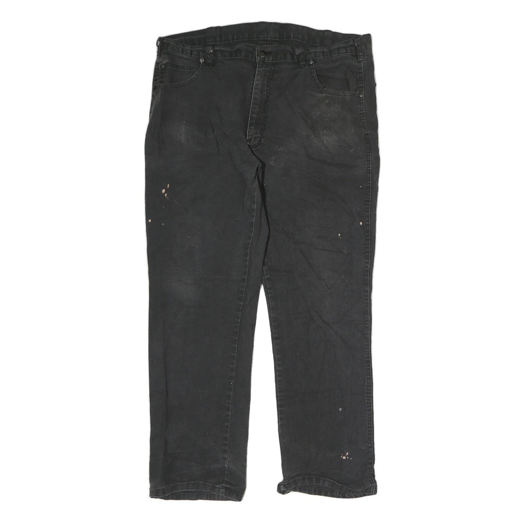 DICKIES Mens Cotton Black Slim Straight Trousers W37 L28 Workwear Zip Closure