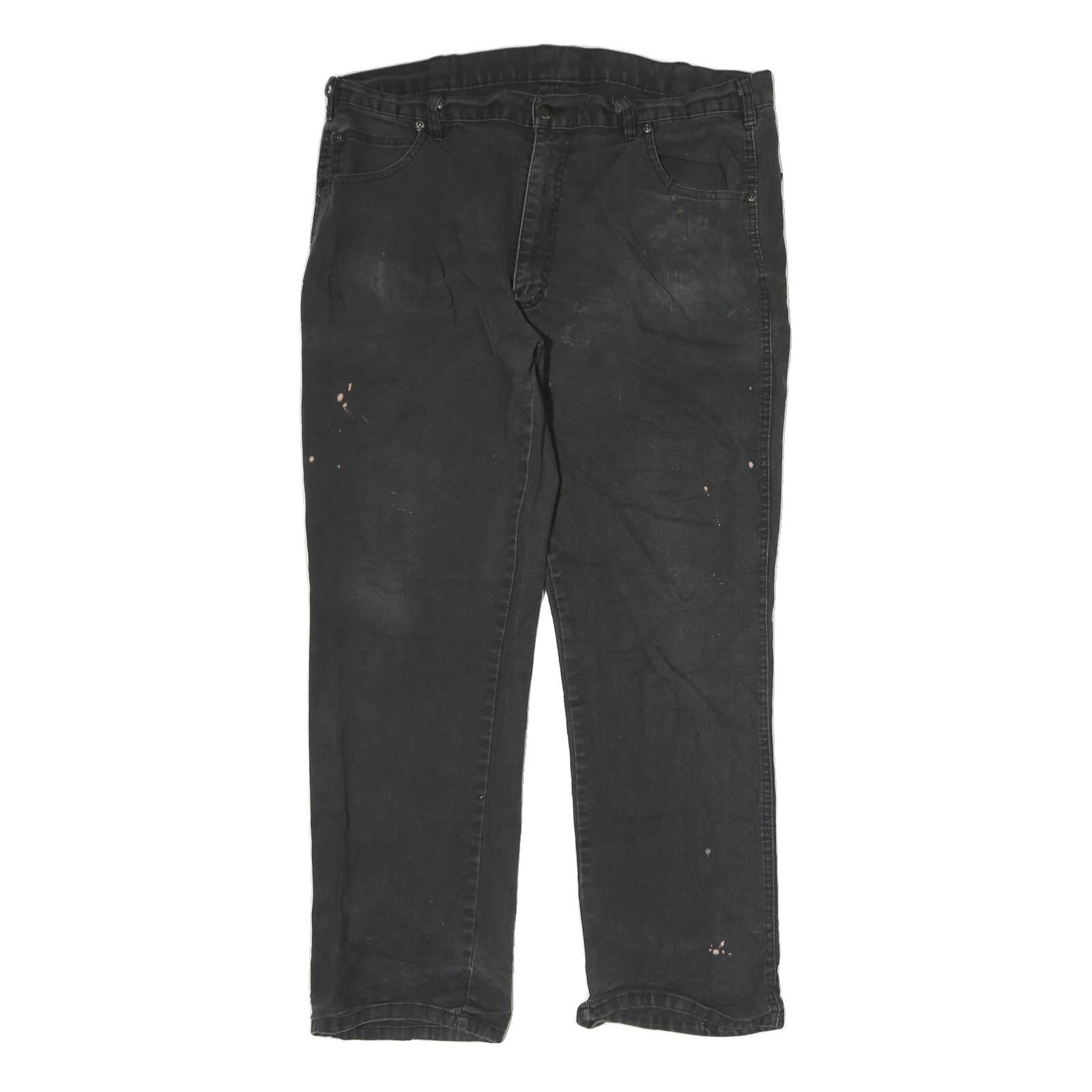 DICKIES Mens Cotton Black Slim Straight Trousers W37 L28 Workwear Zip Closure