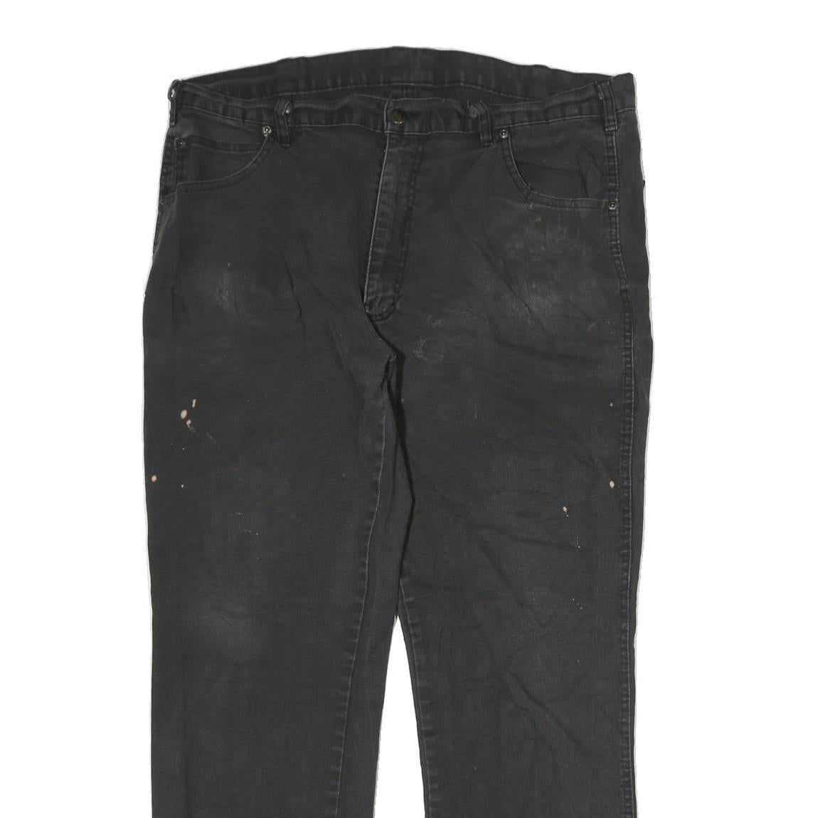 DICKIES Mens Cotton Black Slim Straight Trousers W37 L28 Workwear Zip Closure