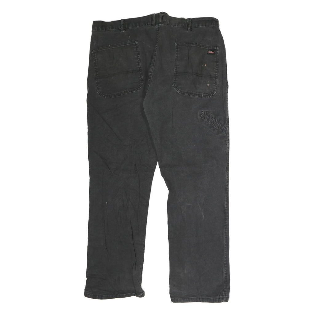 DICKIES Mens Cotton Black Slim Straight Trousers W37 L28 Workwear Zip Closure