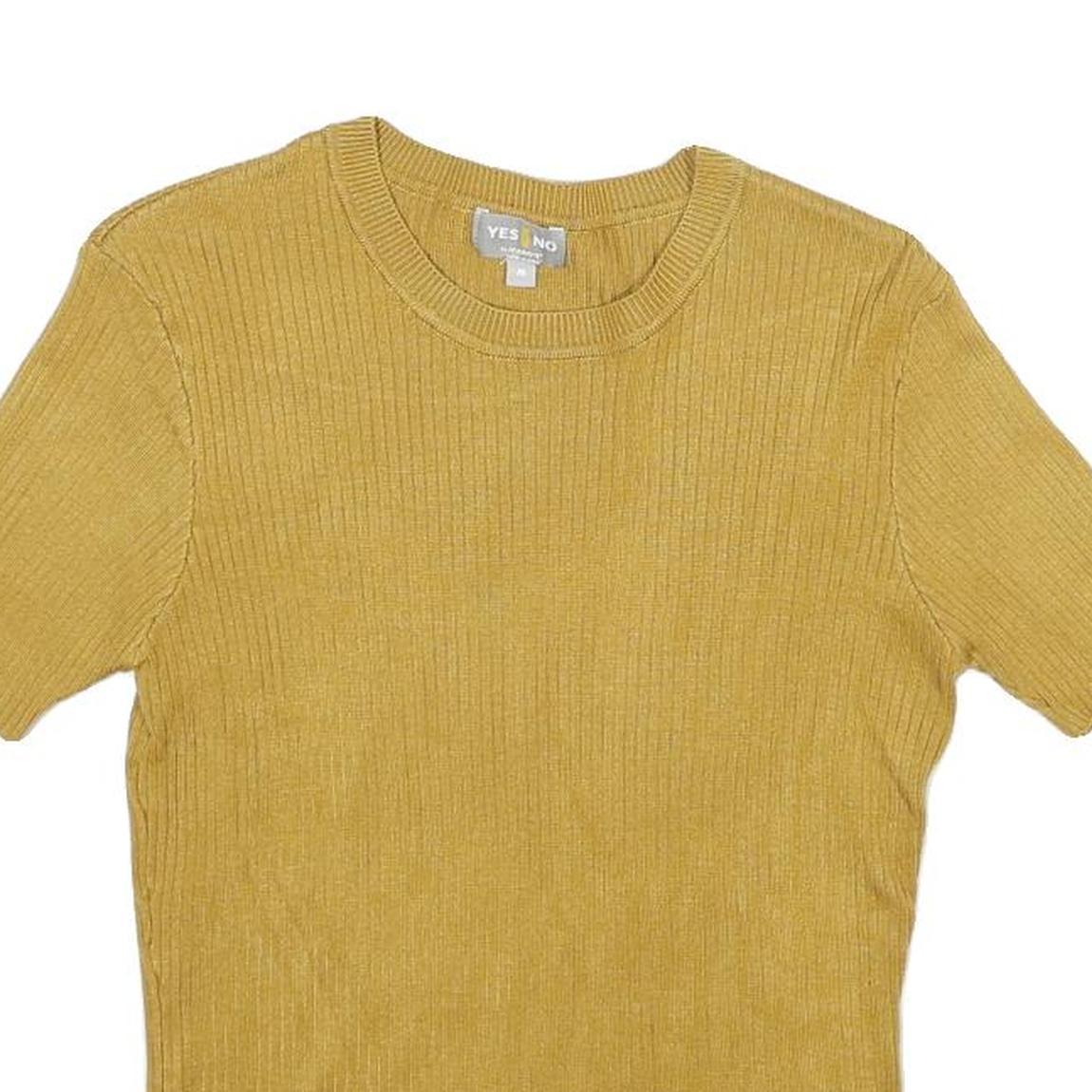 YES OR NO Womens Yellow Plain Basic Knit Crew Neck Jumper M Casual Lightweight