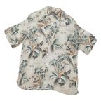 CROFT & BARROW Mens Beige Tropical Leaf Print Shirt L Casual Summer Holiday