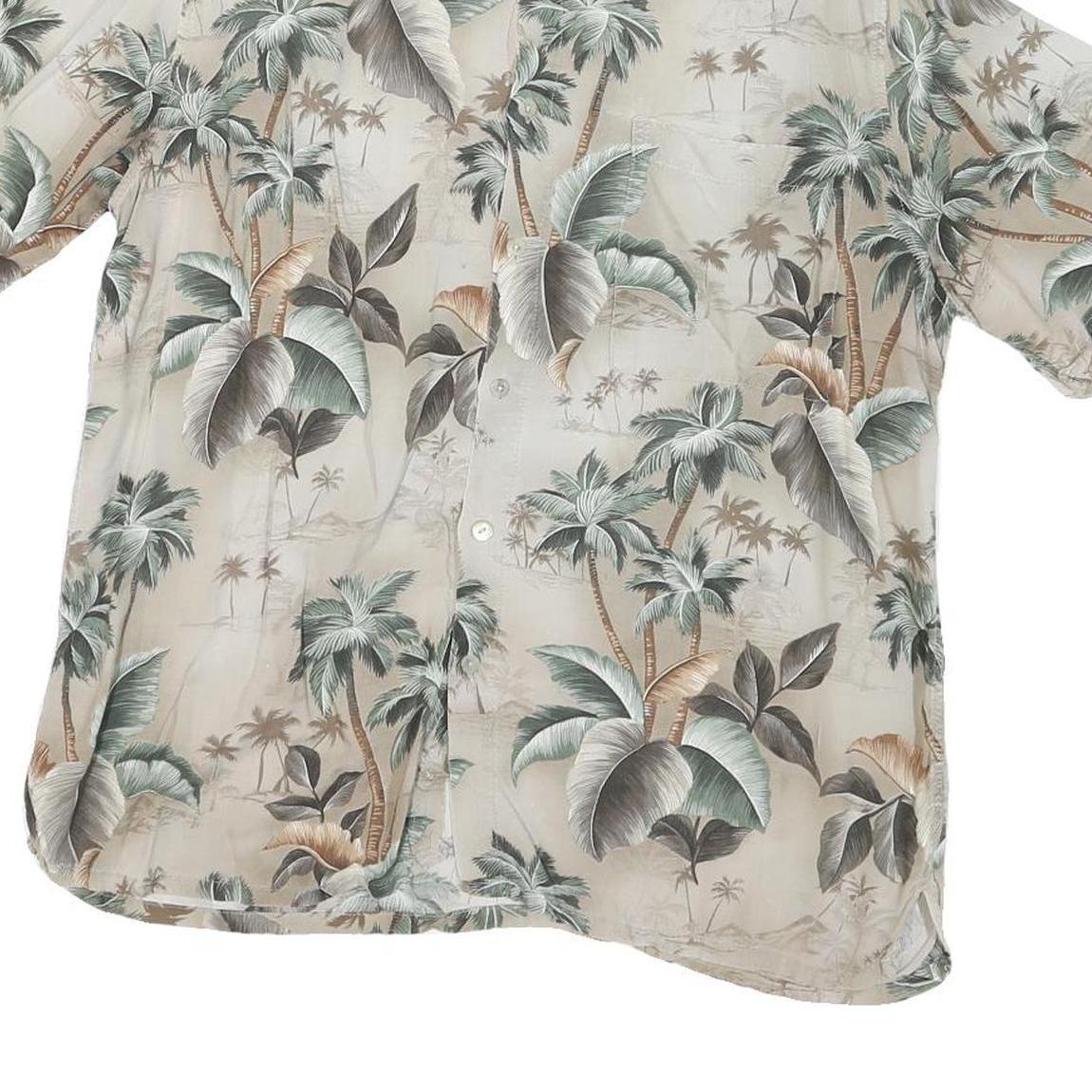 CROFT & BARROW Mens Beige Tropical Leaf Print Shirt L Casual Summer Holiday