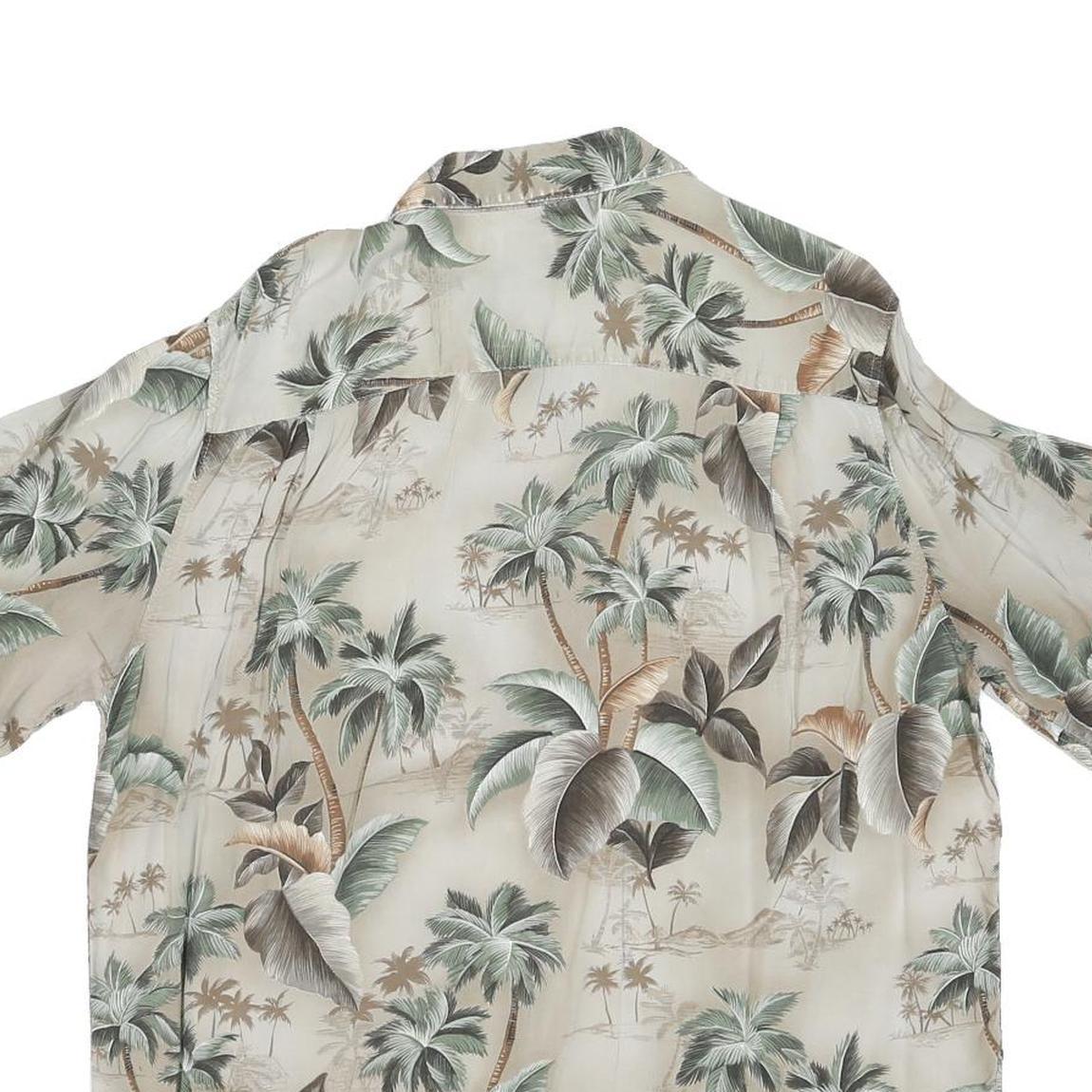 CROFT & BARROW Mens Beige Tropical Leaf Print Shirt L Casual Summer Holiday