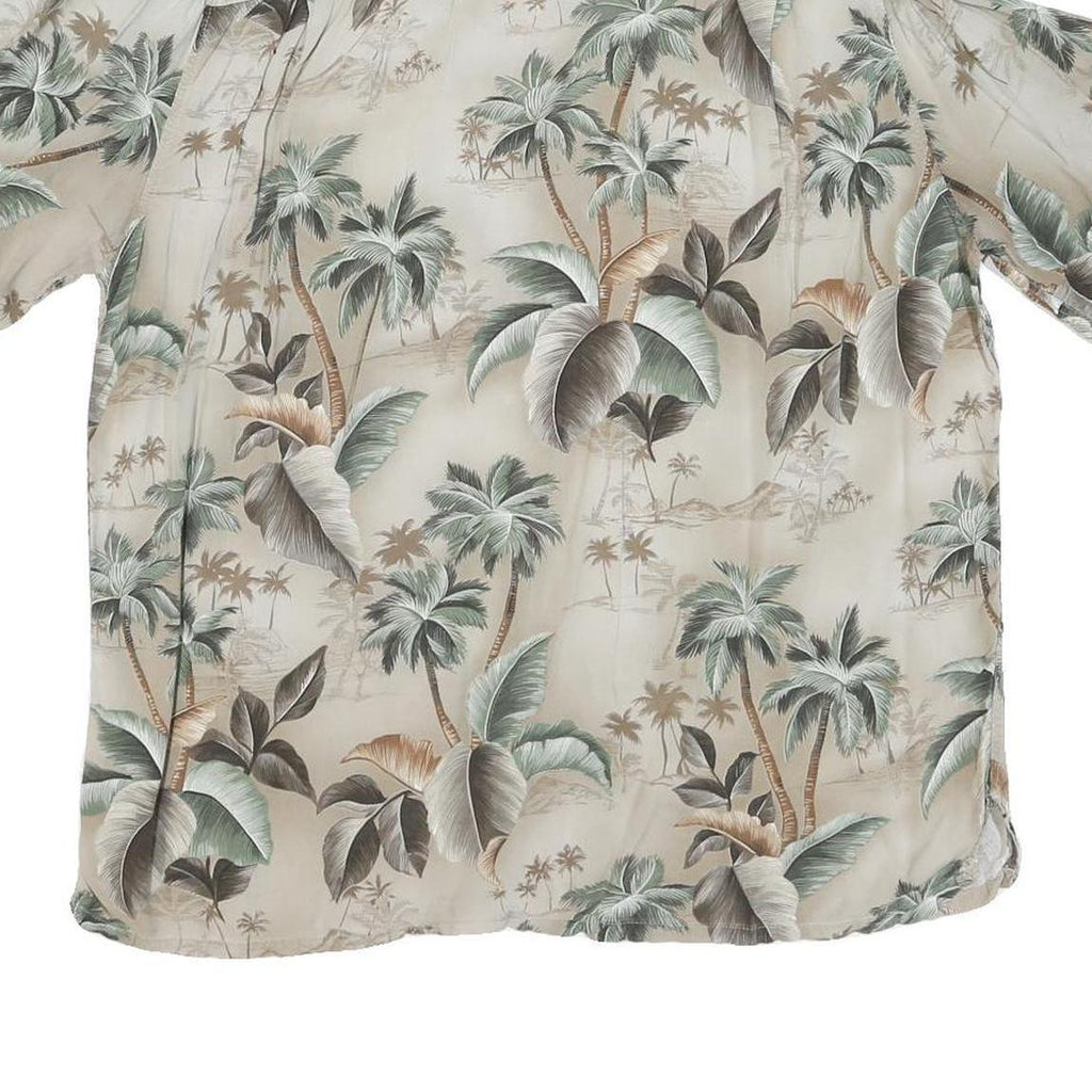 CROFT & BARROW Mens Beige Tropical Leaf Print Shirt L Casual Summer Holiday