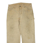 DICKIES Mens Cotton Blend Beige Regular Fit Straight Leg Trousers W34 L28