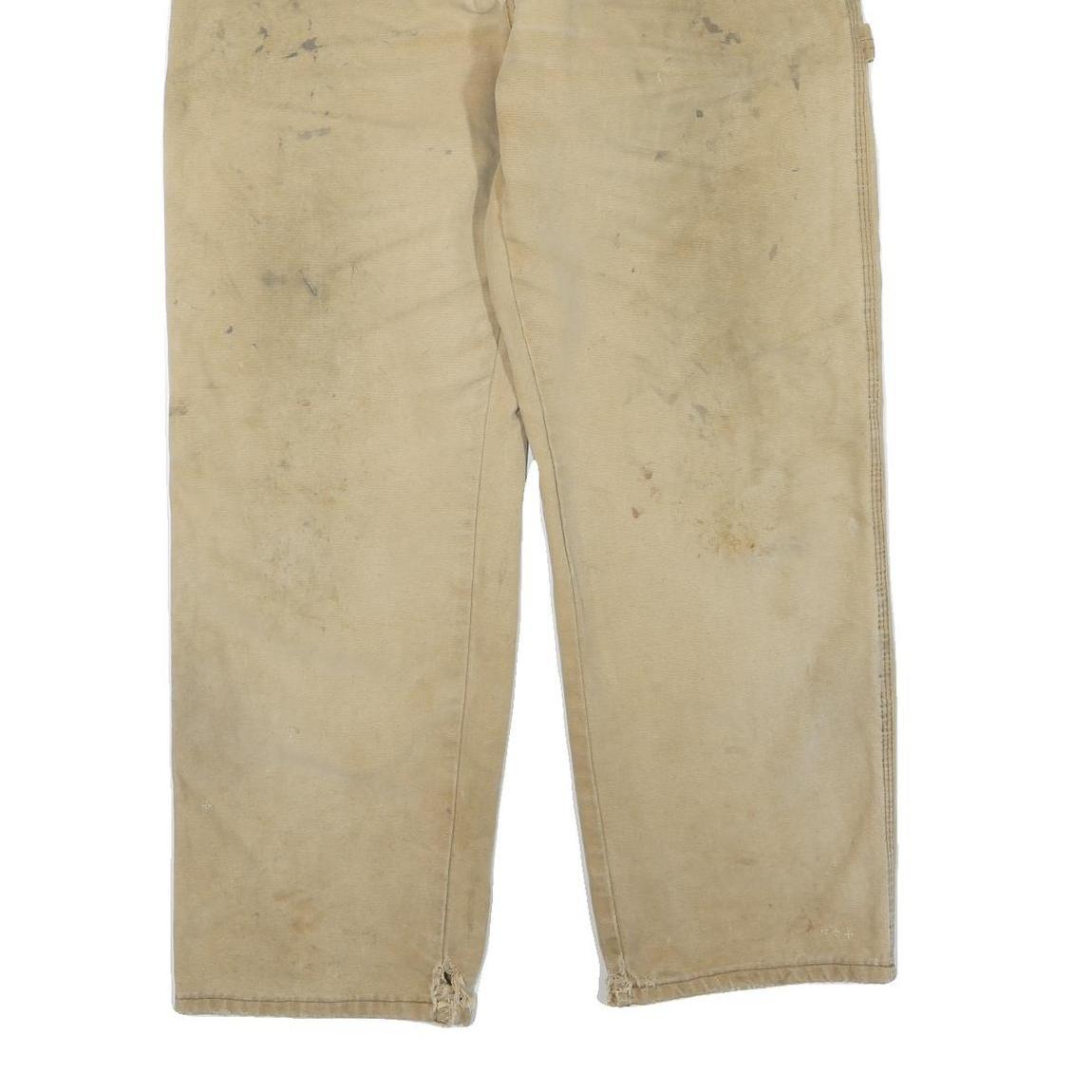 DICKIES Mens Cotton Blend Beige Regular Fit Straight Leg Trousers W34 L28