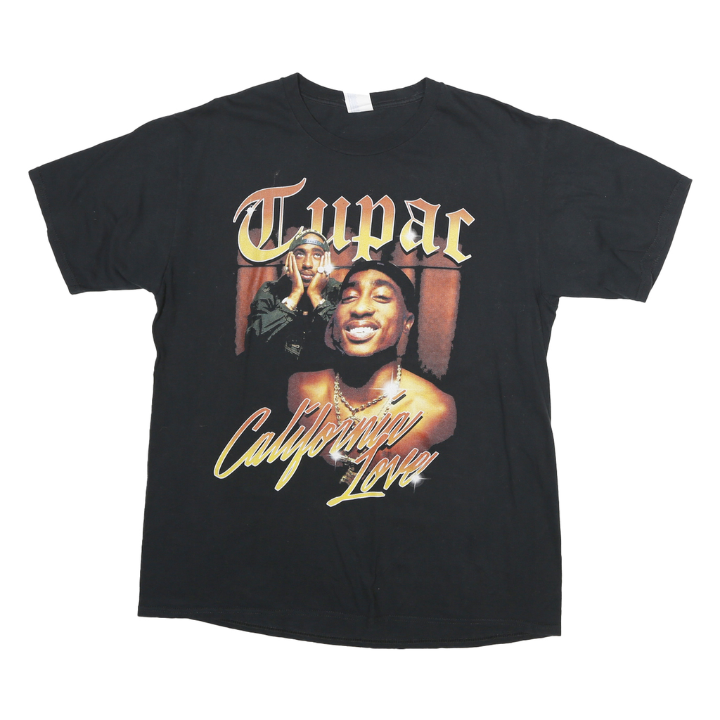 PORT & COMPANY Mens Black Tupac California Love Graphic T-Shirt L Crew Neck