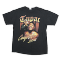 PORT & COMPANY Mens Black Tupac California Love Graphic T-Shirt L Crew Neck