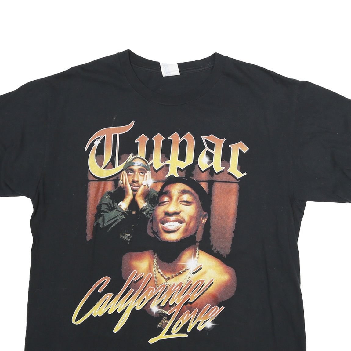 PORT & COMPANY Mens Black Tupac California Love Graphic T-Shirt L Crew Neck