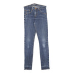 LEVI'S Selvedge Womens Blue Slim Skinny Denim Medium W25 L29 Stretch Zip Jeans