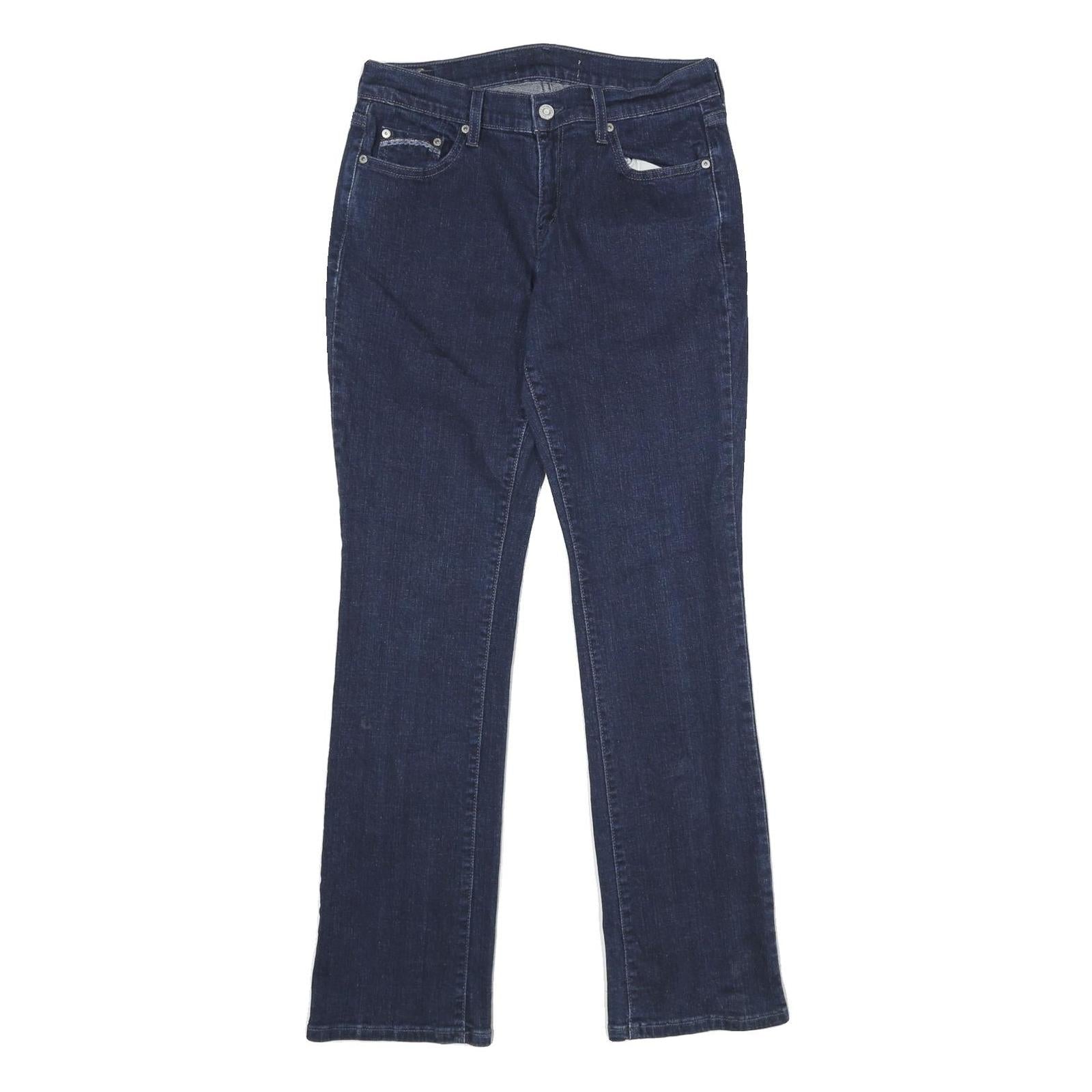LEVI'S Womens Dark Blue Regular Straight Denim Jeans W30 L32 Zip Closure