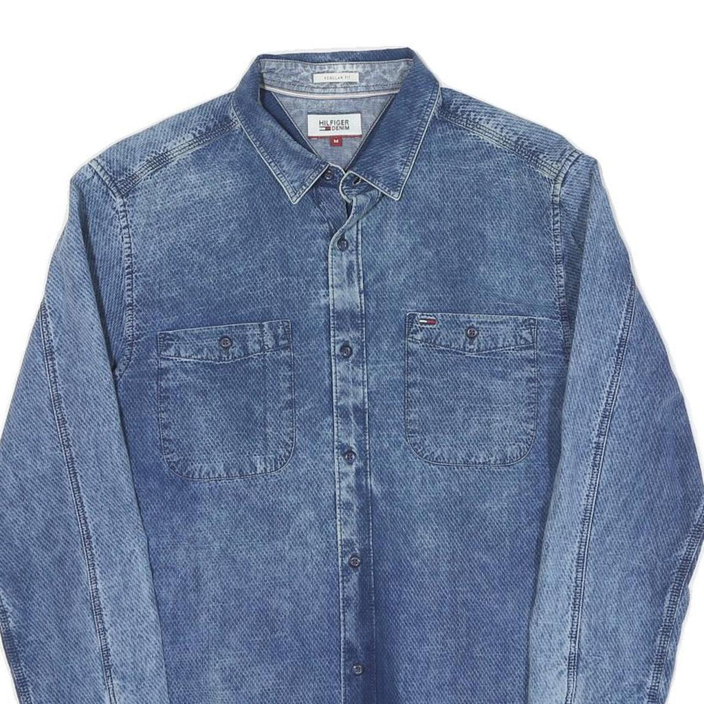 HILFIGER DENIM Mens Blue Denim Shirt M Cotton Casual Button Down Pockets